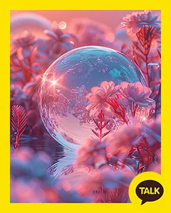 A Blue Bead Among Pink Flowers 카카오톡 테마 카톡테마 무료 다운로드