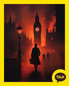 A Clock Tower With A Red Sunset 카카오톡 테마 카톡테마 무료 다운로드