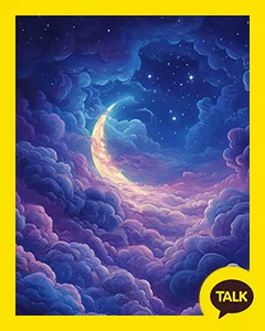 A Crescent Moon In A Dark Purple Cloud 카카오톡 테마 카톡테마 무료 다운로드
