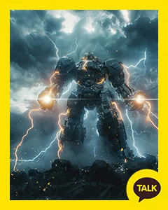 A Giant Black Robot In Lightning 카카오톡 테마 카톡테마 무료 다운로드