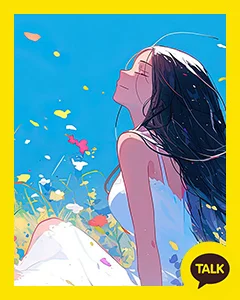 A Girl On A Midsummer Flower Field 카카오톡 테마 카톡테마 무료 다운로드