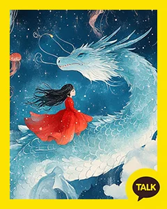 A Girl Riding A Blue Dragon 카카오톡 테마 카톡테마 무료 다운로드
