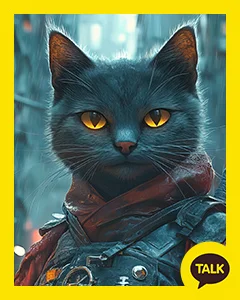 A Samurai Cat Wearing Red Clothes 카카오톡 테마 카톡테마 무료 다운로드