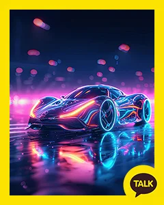 A Shiny Sports Car In Blue Light 카카오톡 테마 카톡테마 무료 다운로드