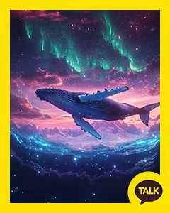 A Whale Swimming In The Blue Aurora 카카오톡 테마 카톡테마 무료 다운로드