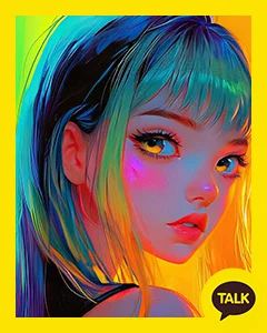 Girl With Long Green Hair In Light 카카오톡 테마 카톡테마 무료 다운로드