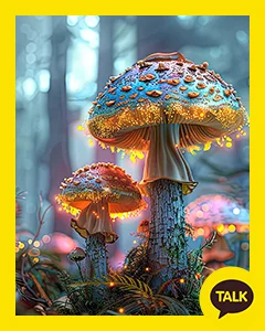 Glowing Blue Mushrooms In The Forest 카카오톡 테마 카톡테마 무료 다운로드