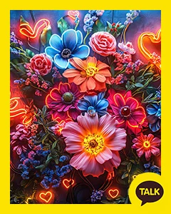 Neon Lights In A Bouquet Of Flowers 카카오톡 테마 카톡테마 무료 다운로드