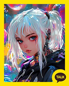 Silver Haired Girl In A Black Jumper 카카오톡 테마 카톡테마 무료 다운로드