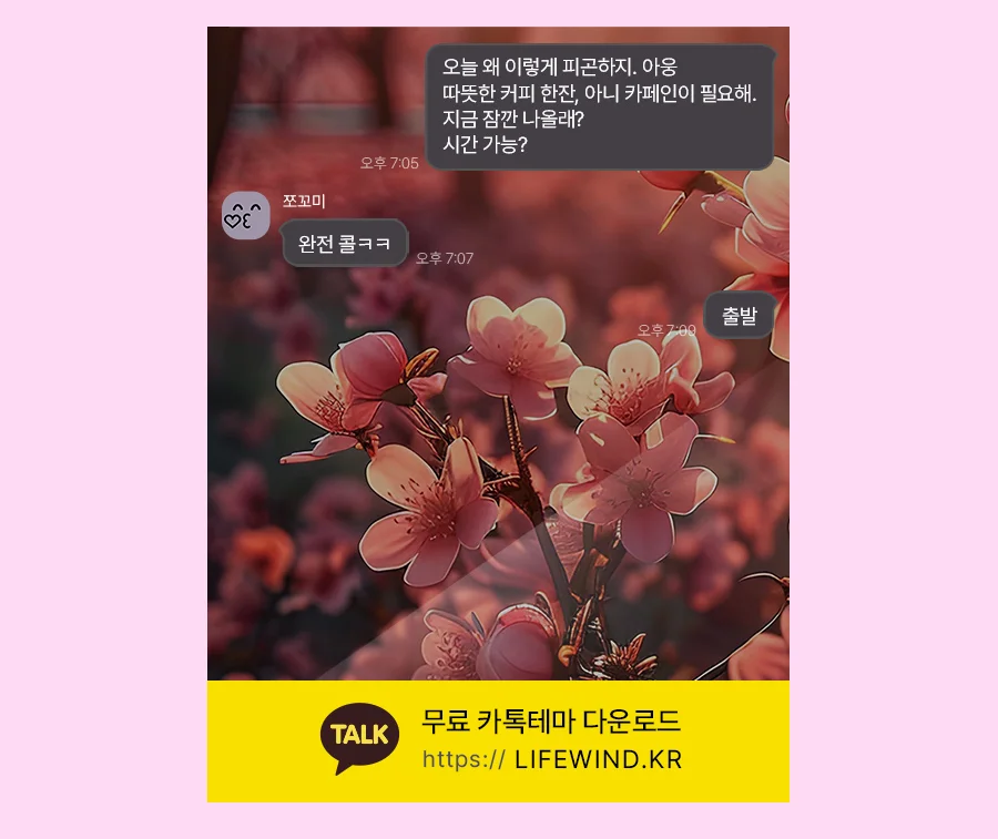 Pink Cherry Blossoms In The Sunlight 카카오톡 테마 카톡테마 무료 다운로드