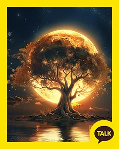 Zelkova Tree In The Lake At Moon Night 카카오톡 테마 카톡테마 무료 다운로드